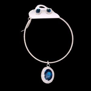 Elegant Silver and Blue Jewelry Set